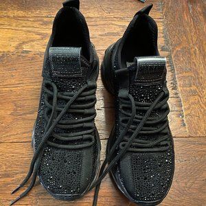Steve Madden Womens Maxima Black Glitter Sneaker size 7.5